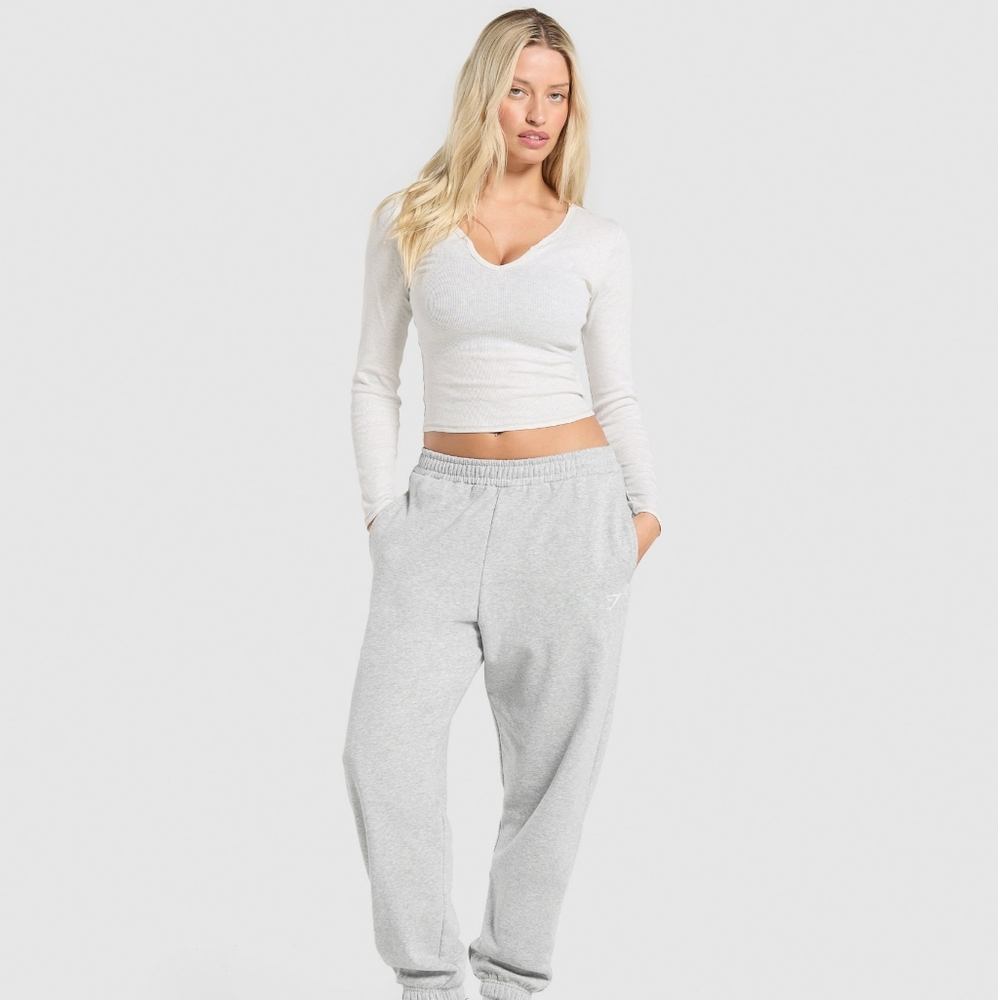 NWOT Gymshark Rib Long-Sleeve Top - White Marl